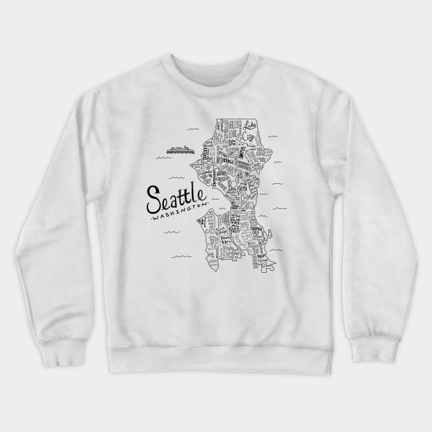 Seattle Illustrated Map Crewneck Sweatshirt by Claire Lordon